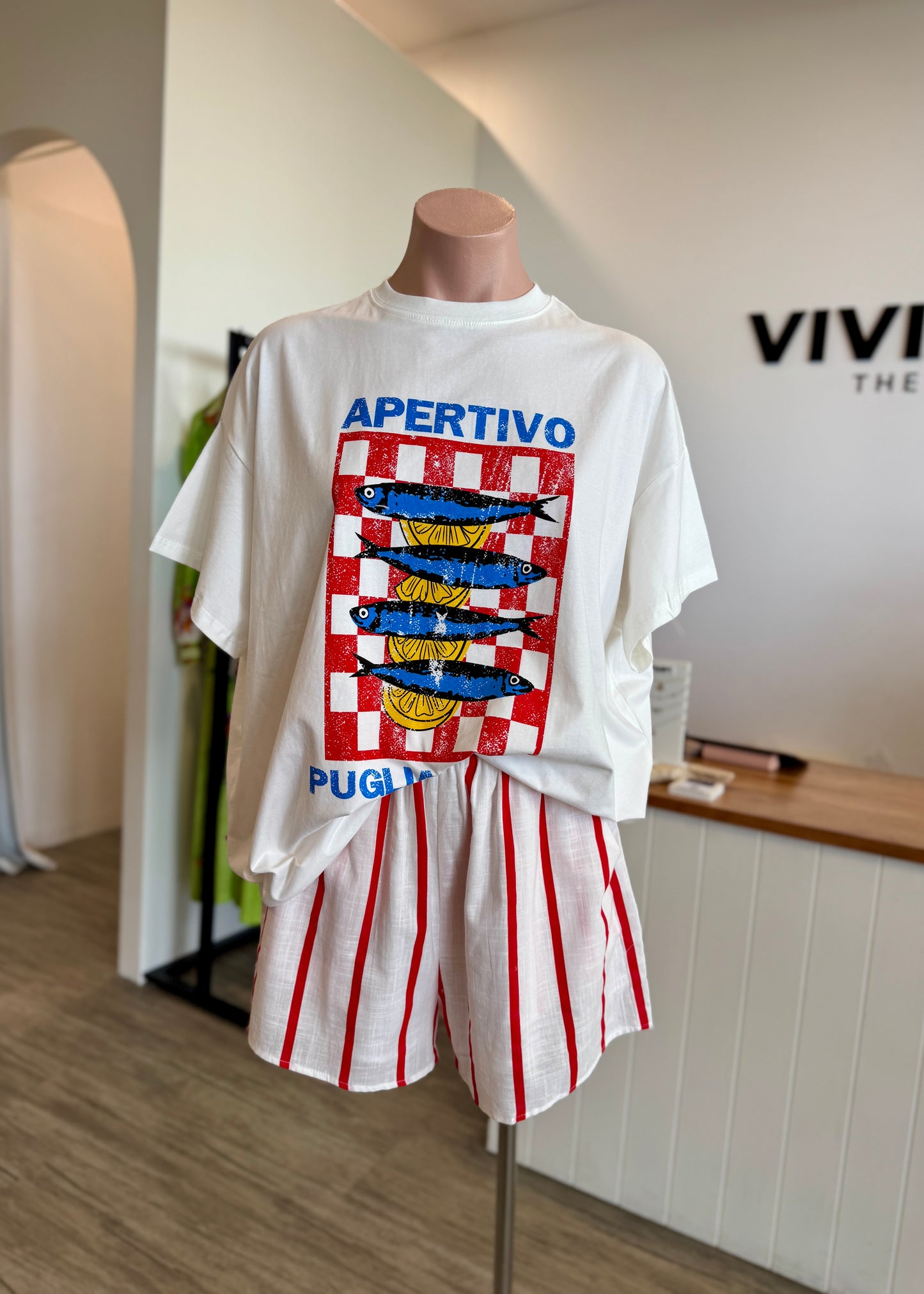 APERTIVO T SHIRT SET WHITE/RED