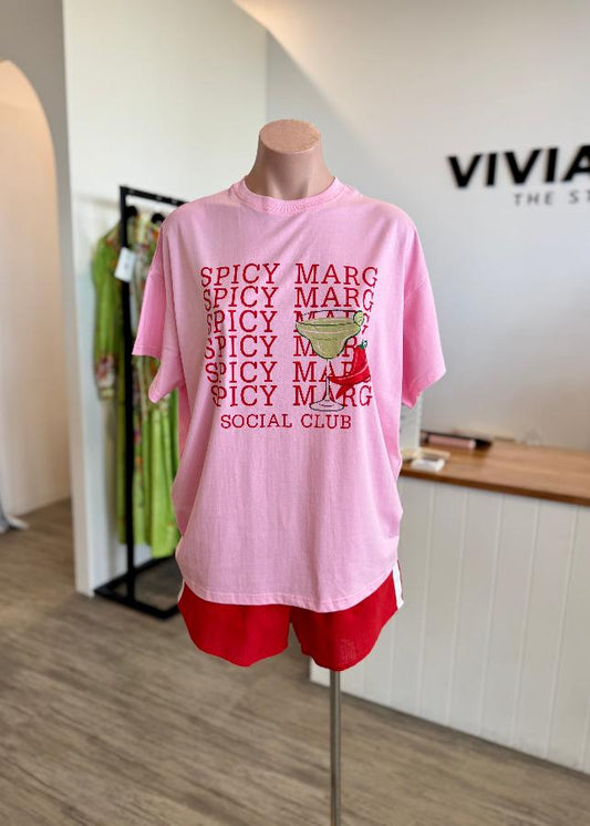 MARGARITA CLUB T-SHIRT SET PINK/RED