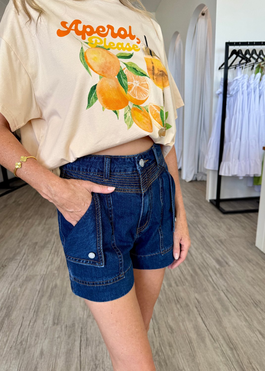 SELENA DENIM SHORT DARK BLUE