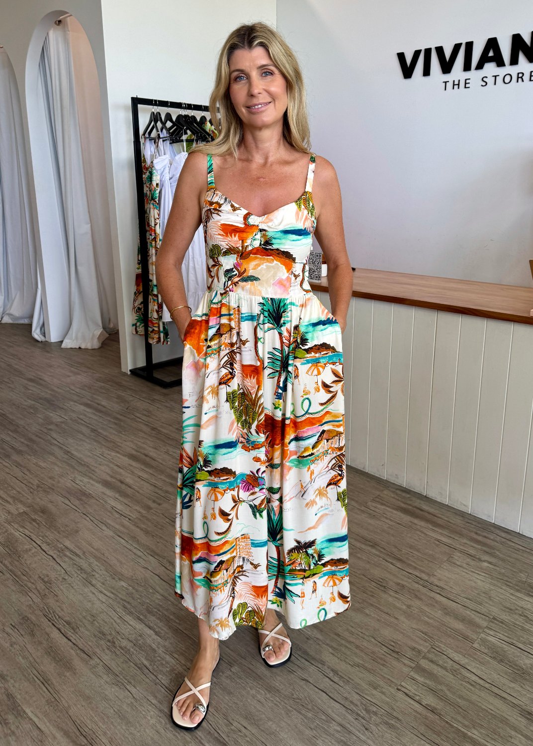 SUNSET PRINT MAXI DRESS MULTI