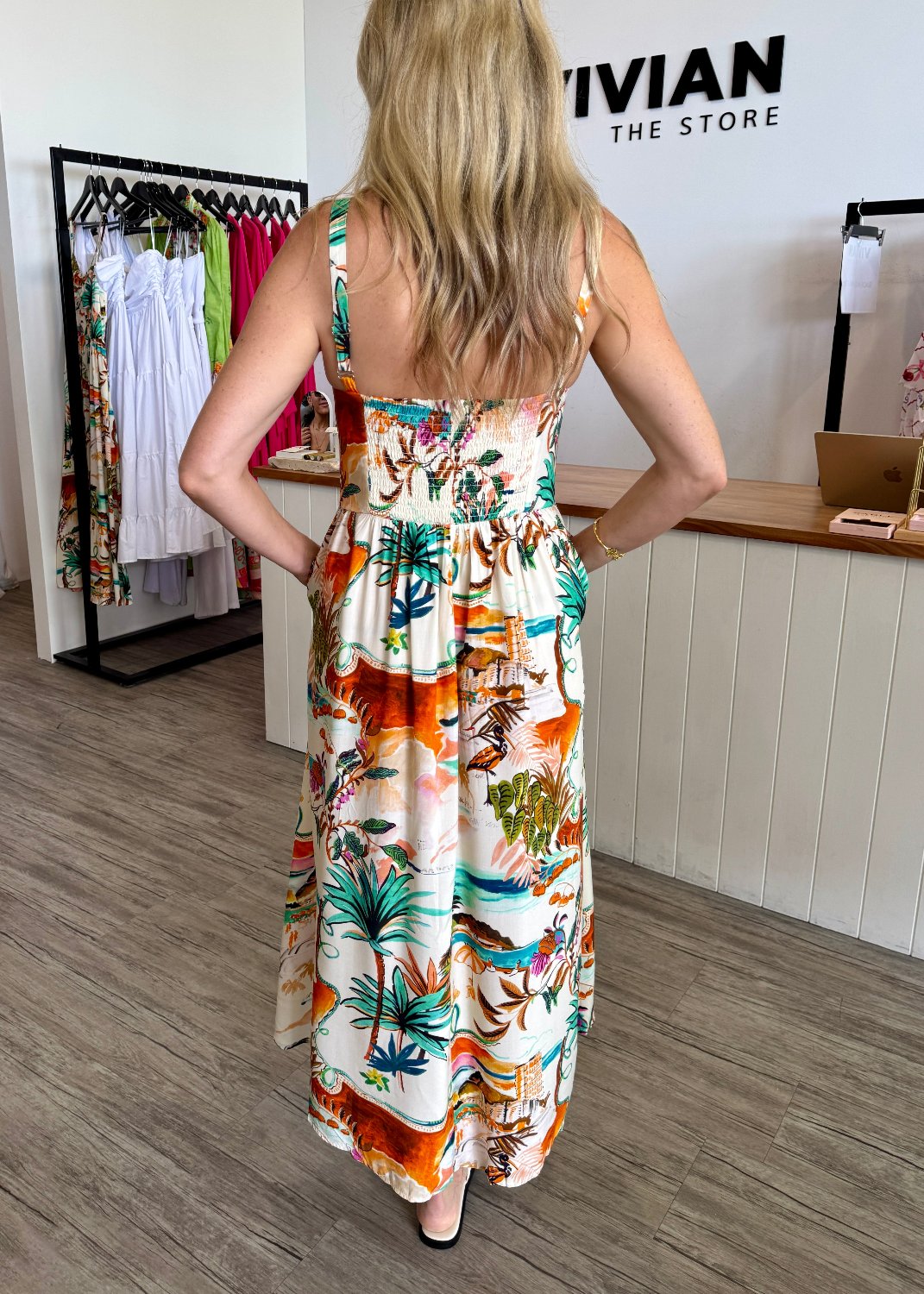 SUNSET PRINT MAXI DRESS MULTI