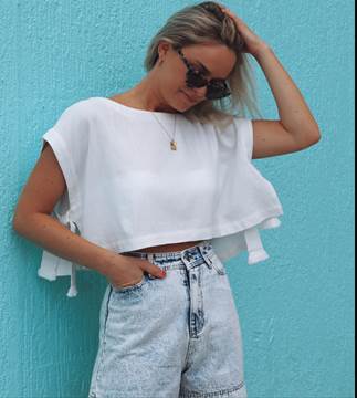 SEEKA TIE SIDE CROP TOP WHITE