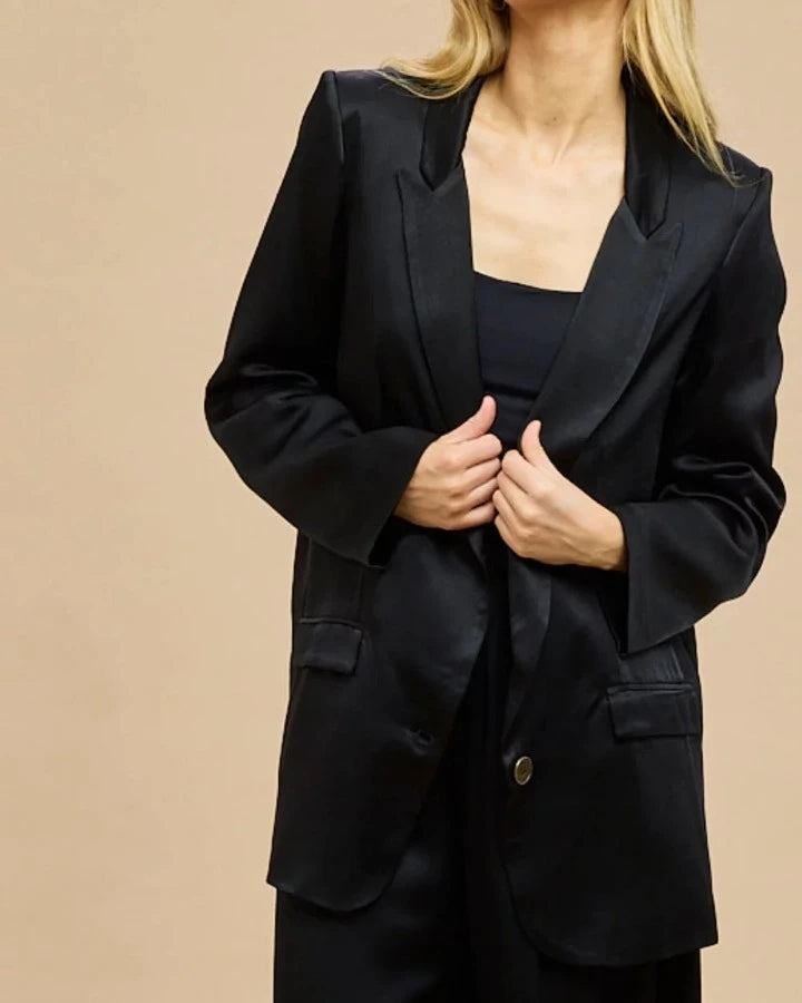 MARTINE SATIN BLAZER BLACK