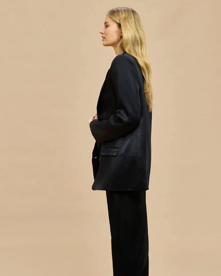 MARTINE SATIN BLAZER BLACK