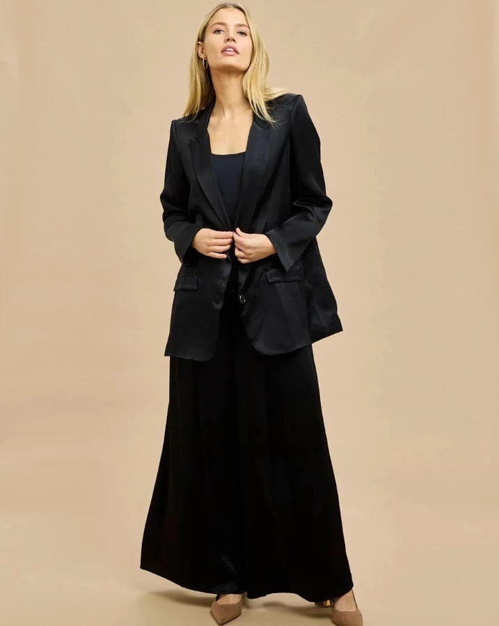 MARTINE SATIN BLAZER BLACK