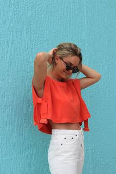 SEEKA TIE SIDE CROP TOP ORANGE