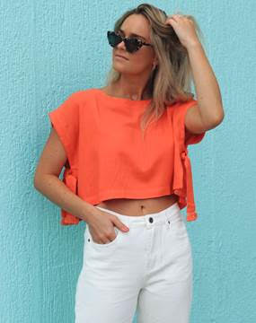 SEEKA TIE SIDE CROP TOP ORANGE